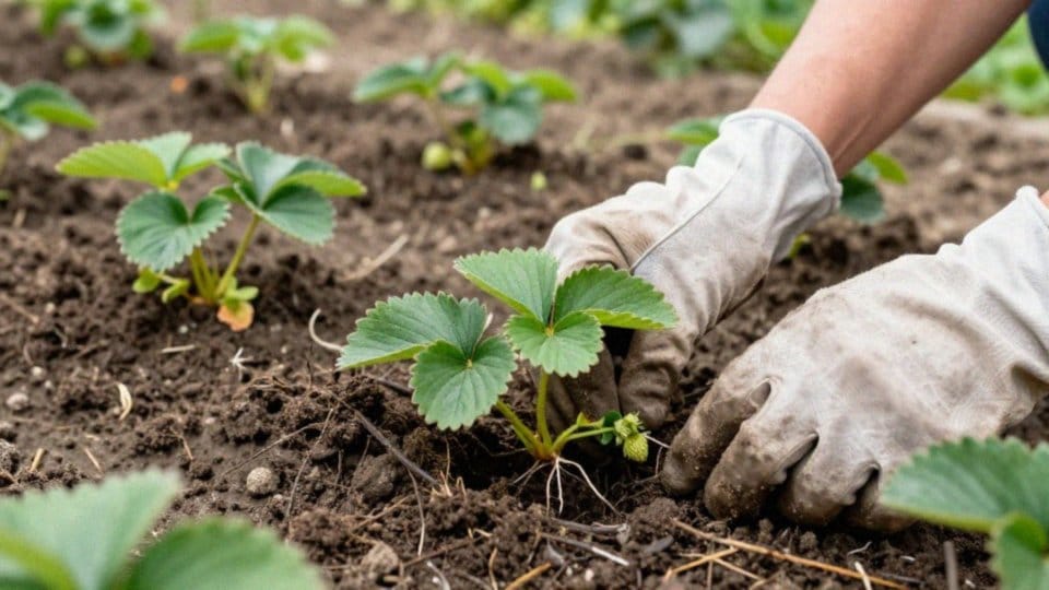 Jaką głębokość i jakie odstępy zachować dla pędów truskawek?